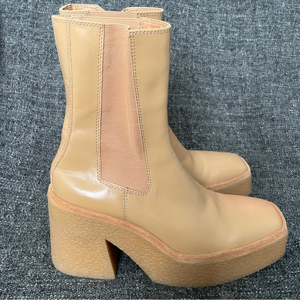 Zara Crepe Ankle Boots Leather Platform 90s Women’s EU 41 US 10